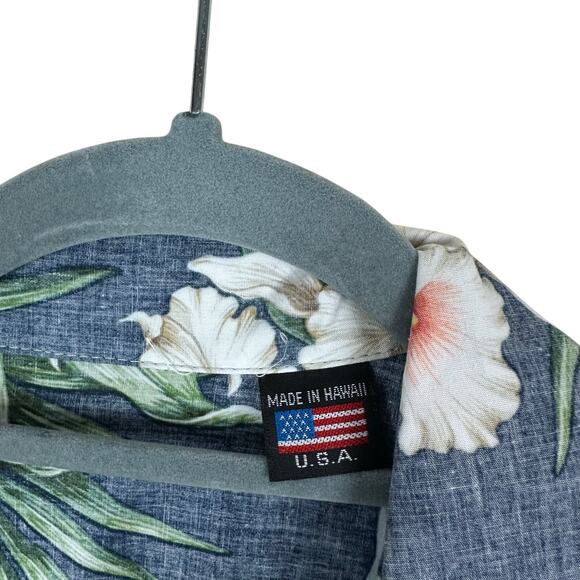 Vintage Made in Hawaii Floral Aloha Resort Shirt Reverse Look USA Mens L XL - Picture 2 of 7